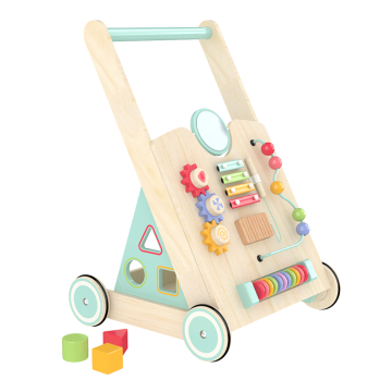 Wooden Batch Order Baby Multifunctional Music Learning Building Block Play Trolley Wooden Activity Walker for babies